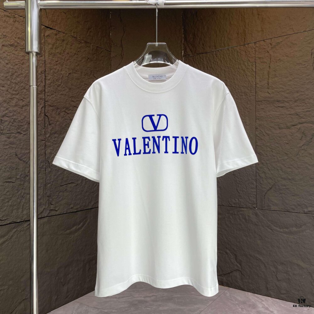 6931a488ccd8ab3d7af98d6a VALENTINO 2025 Spring Summer New Arrival Short Sleeve T-Shirt Heavyweight Cotton Flocked Logo