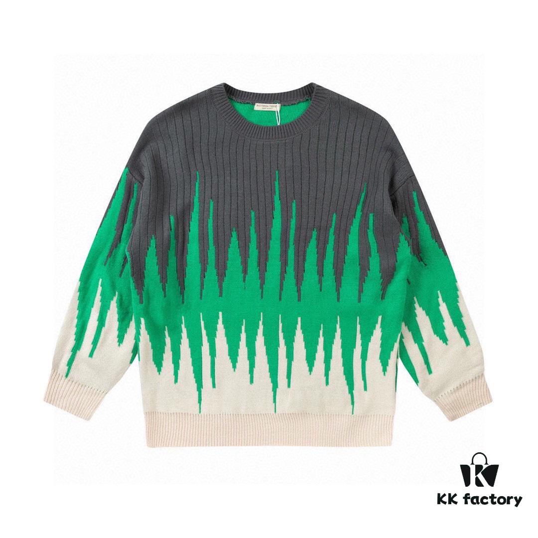 Bottega Veneta / BV 22SS Autumn-Winter New Round-Neck Wool Sweater, In-Store Exclusive Synchronized Release, Premium Quality with Tri-Color Panel Design
