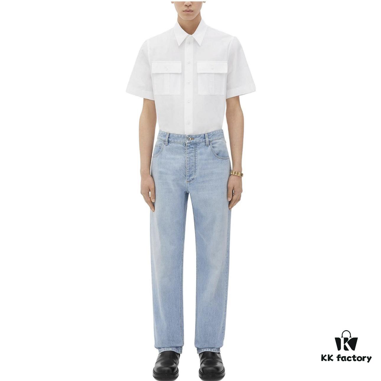 6931a495ccd8ab3d7af98e57 Bottega Veneta BV09 Unisex Mid-Rise Zippered Straight Jeans SS23 Solid Color Denim