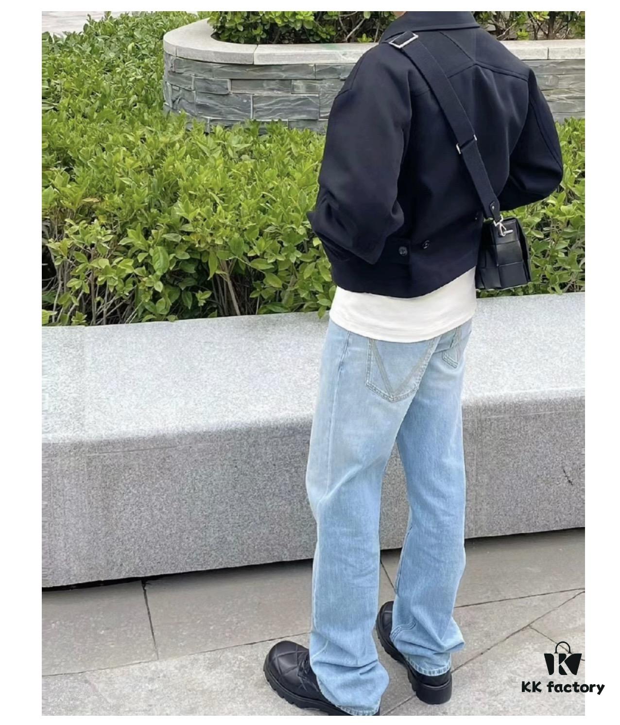 6931a495ccd8ab3d7af98e5c Bottega Veneta BV09 Unisex Mid-Rise Zippered Straight Jeans SS23 Solid Color Denim