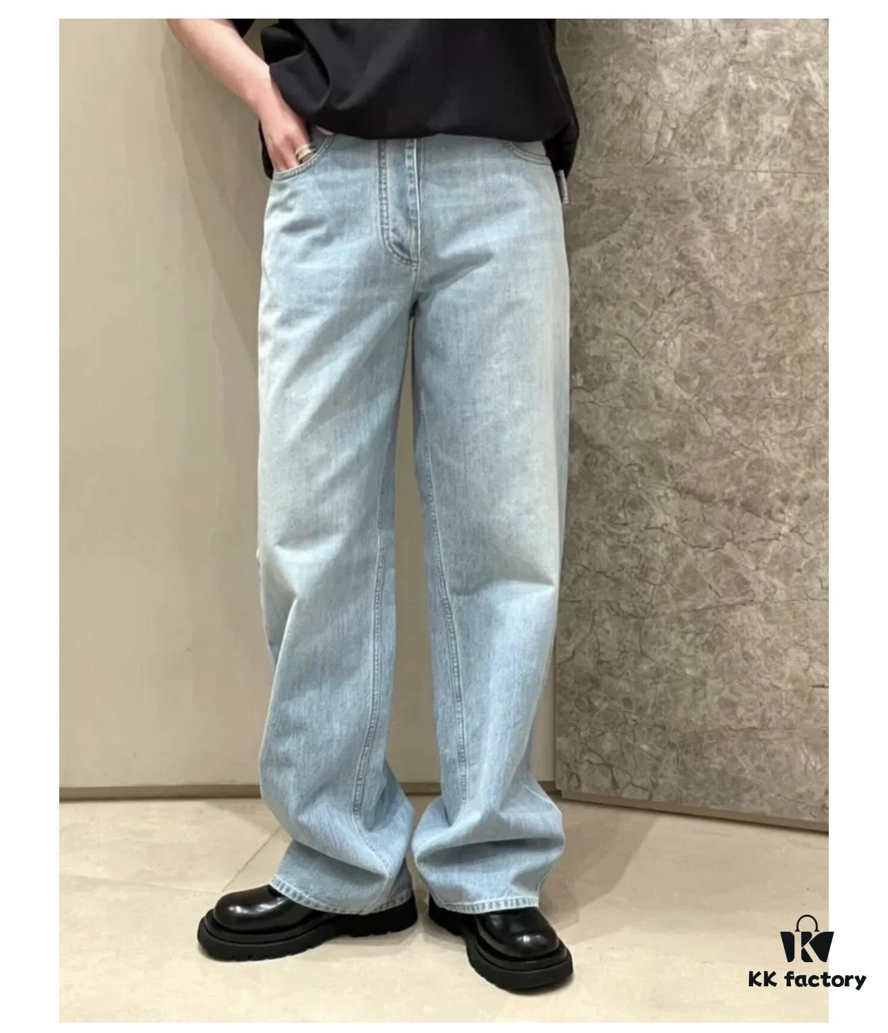 6931a495ccd8ab3d7af98e5d Bottega Veneta BV09 Unisex Mid-Rise Zippered Straight Jeans SS23 Solid Color Denim