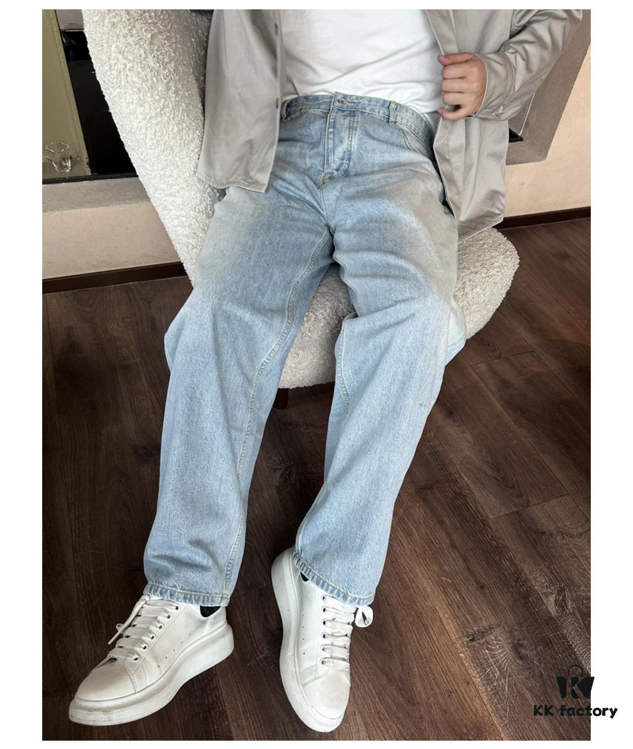 6931a495ccd8ab3d7af98e5f Bottega Veneta BV09 Unisex Mid-Rise Zippered Straight Jeans SS23 Solid Color Denim