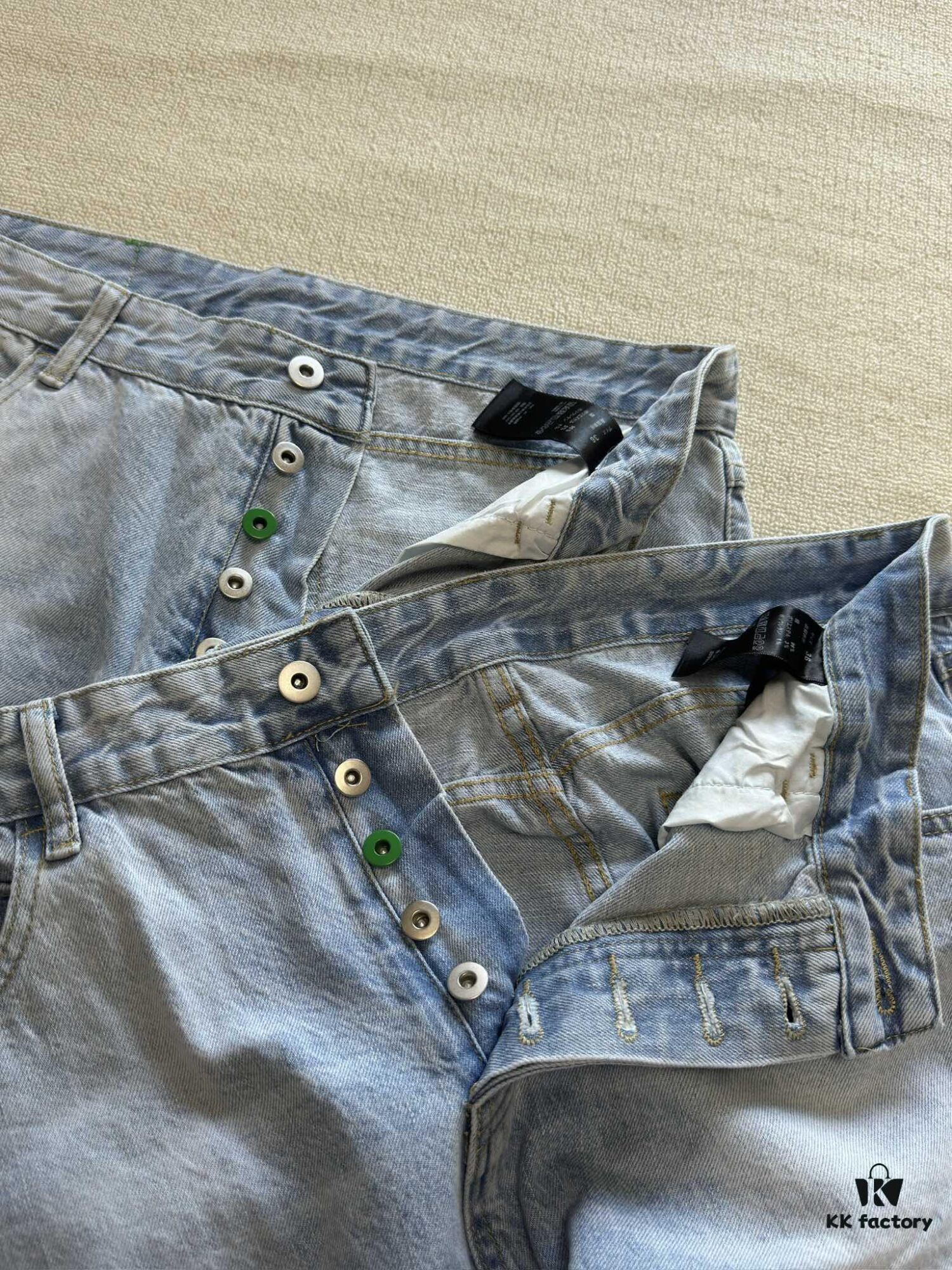 6931a496ccd8ab3d7af98e6a Bottega Veneta BV09 SS23 Solid Color Mid-Rise Zippered Straight Jeans Unisex Denim Trousers