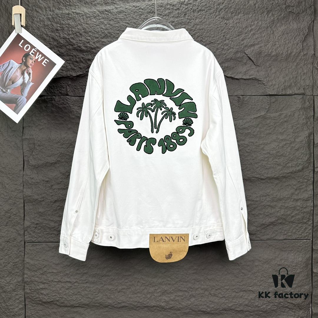 6931a49eccd8ab3d7af98e9e Lanvin 2025 Spring Collection Palm Tree 🌴 Letter Pattern Embroidered Couple Denim Jacket
