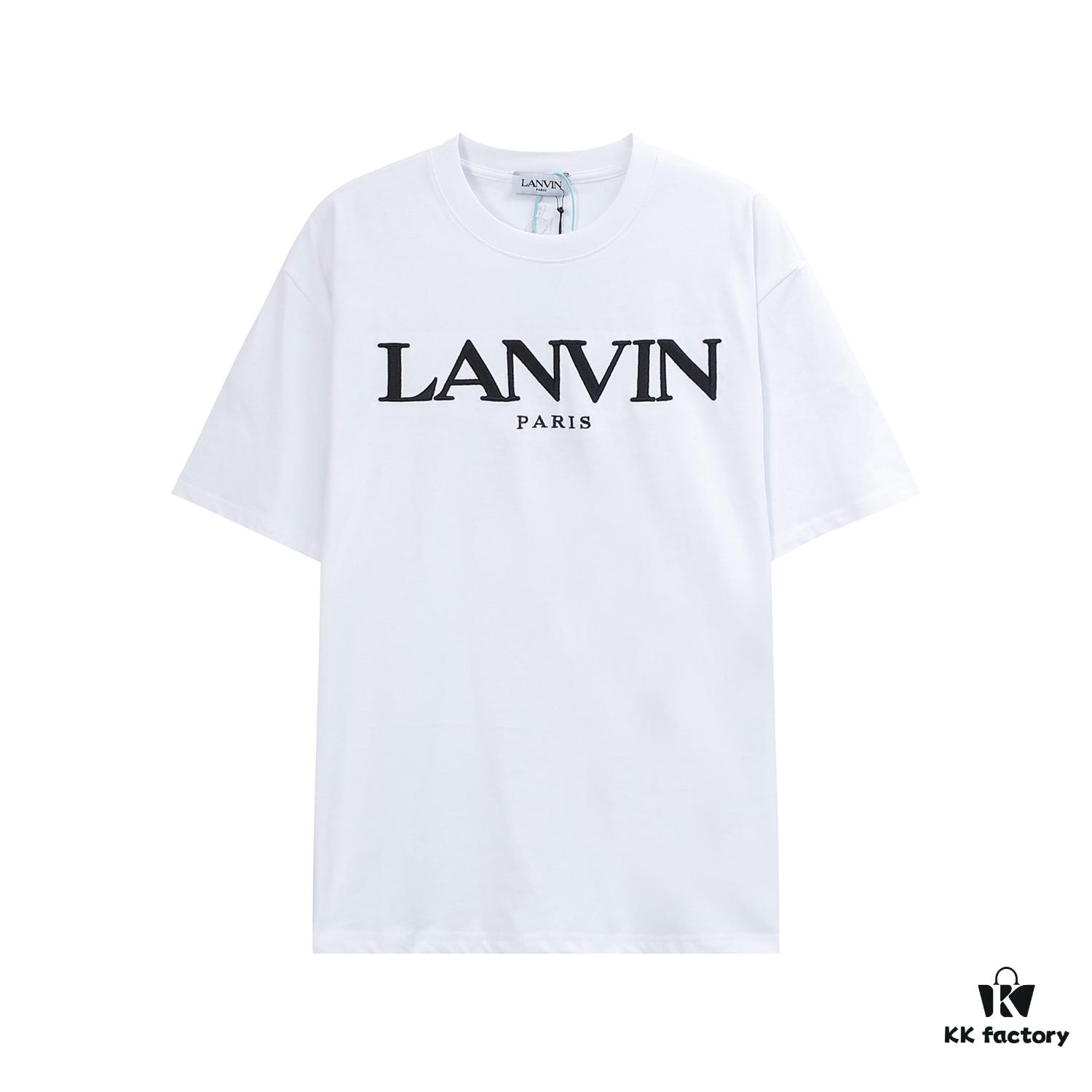 6931a49fccd8ab3d7af98ea9 LANVIN LF38 New Arrival Cheng Yi Same Style Short Sleeve Embroidered Logo Letter Casual T-Shirt Round Neck Unisex Top