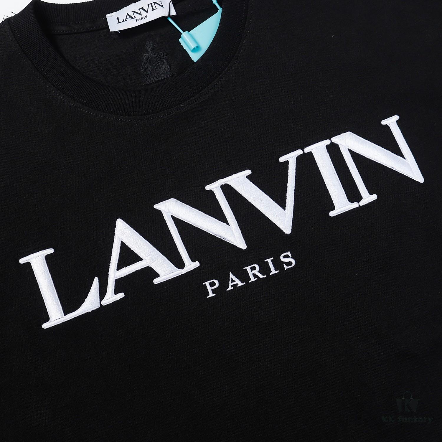 6931a49fccd8ab3d7af98eaa LANVIN LF38 New Arrival Cheng Yi Same Style Short Sleeve Embroidered Logo Letter Casual T-Shirt Round Neck Unisex Top