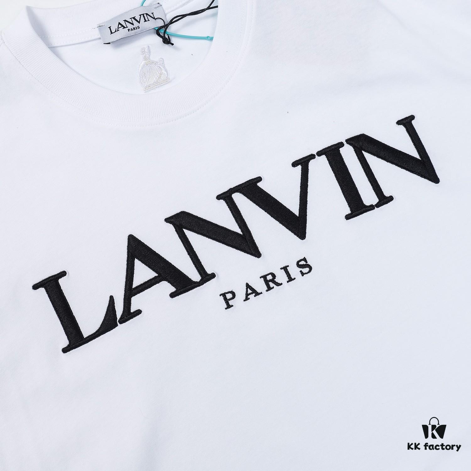 6931a49fccd8ab3d7af98eab LANVIN LF38 New Arrival Cheng Yi Same Style Short Sleeve Embroidered Logo Letter Casual T-Shirt Round Neck Unisex Top