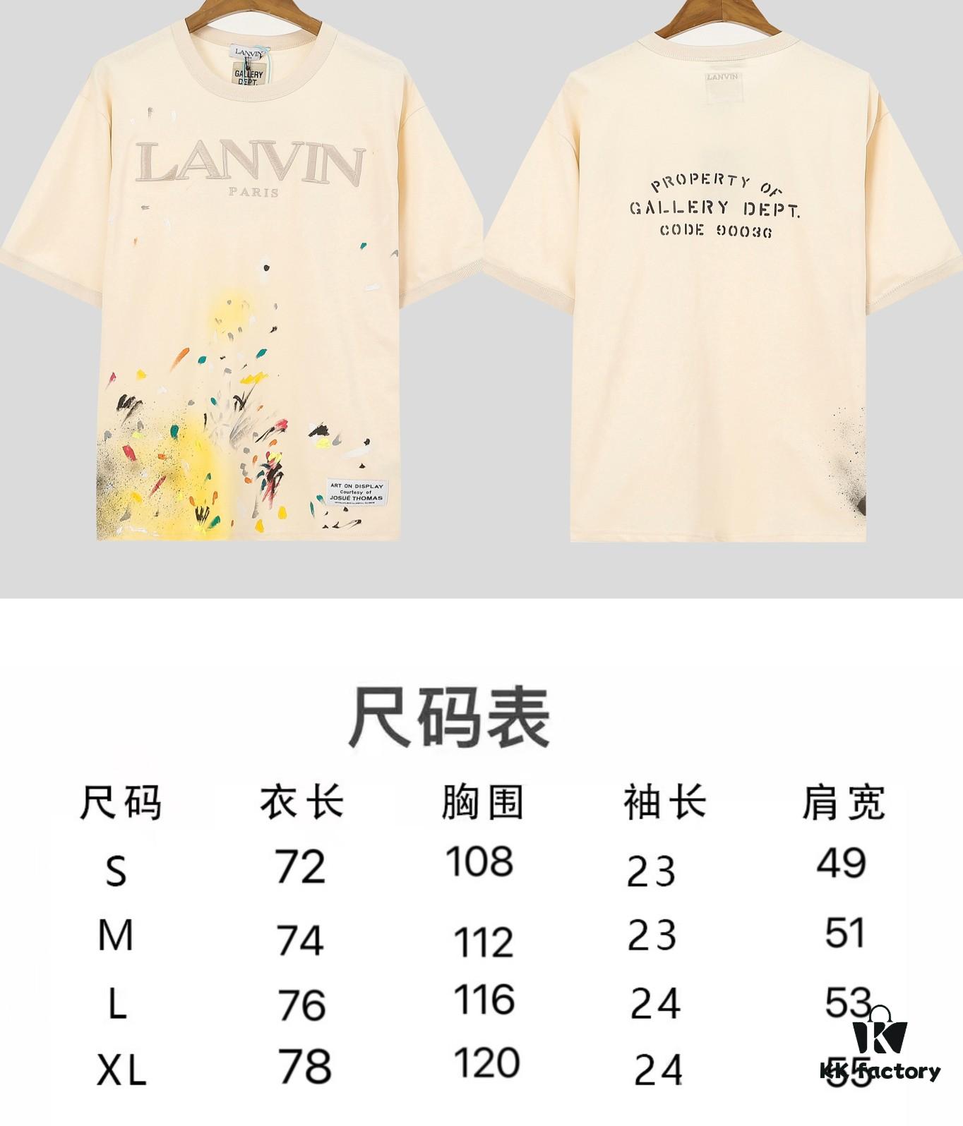 6931a4a0ccd8ab3d7af98ec1 LF15 Lanvin x Gallery Dept Collaboration Beige Embroidered Splatter Cotton T-Shirt 240g Unisex S m L XL