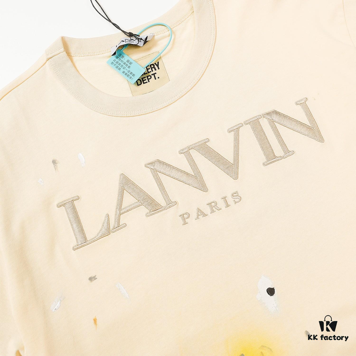 6931a4a0ccd8ab3d7af98ec6 LF15 Lanvin x Gallery Dept Collaboration Beige Embroidered Splatter Cotton T-Shirt 240g Unisex S m L XL