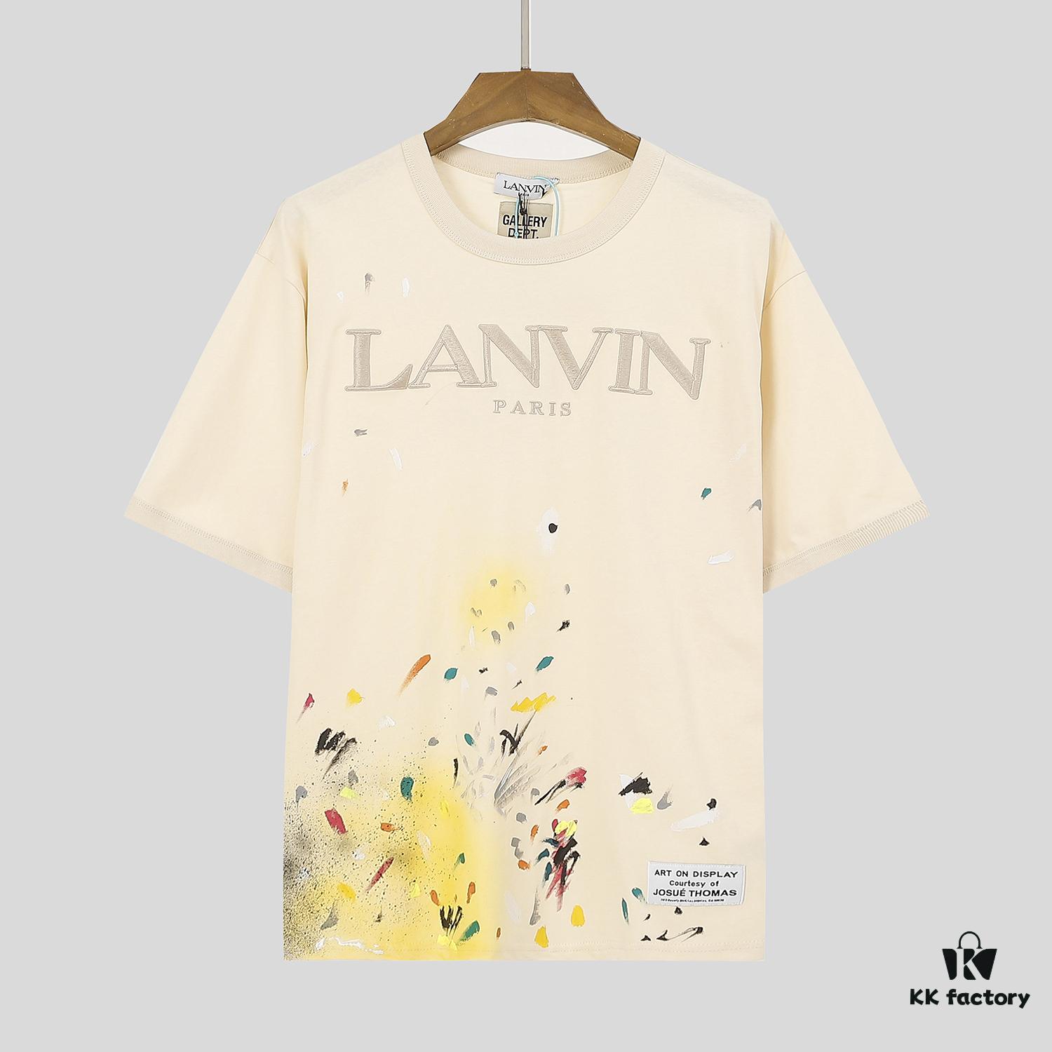 6931a4a0ccd8ab3d7af98ec7 LF15 Lanvin x Gallery Dept Collaboration Beige Embroidered Splatter Cotton T-Shirt 240g Unisex S m L XL
