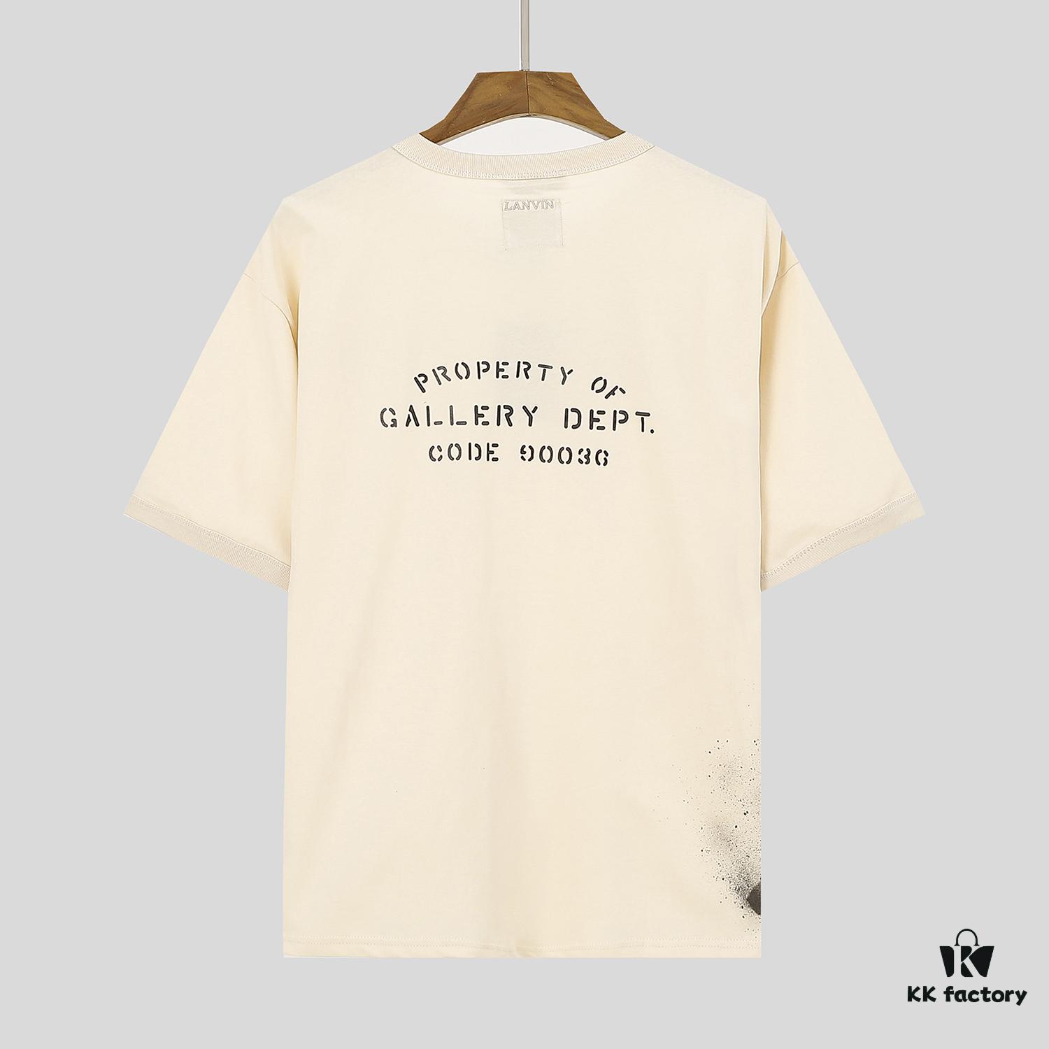 6931a4a1ccd8ab3d7af98ec8 LF15 Lanvin x Gallery Dept Collaboration Beige Embroidered Splatter Cotton T-Shirt 240g Unisex S m L XL