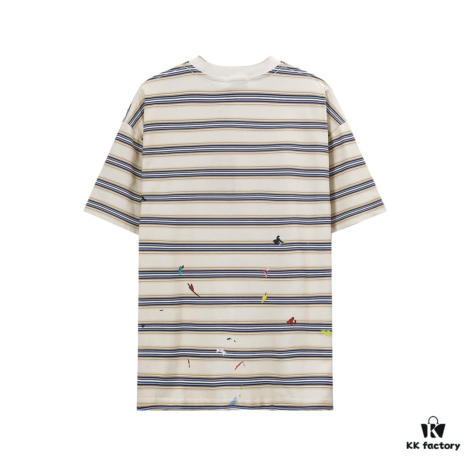 6931a4a1ccd8ab3d7af98ecd LF37 Summer New Arrival Streetwear LANVI Louvain Splatter Stripe Round Neck T-Shirt Unisex Short Sleeve, Custom-Woven 32-Single 100% Cotton Double-Yarn Plain Weave 250g