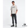 6931a4a1ccd8ab3d7af98ece LF37 Summer New Arrival Streetwear LANVI Louvain Splatter Stripe Round Neck T-Shirt Unisex Short Sleeve, Custom-Woven 32-Single 100% Cotton Double-Yarn Plain Weave 250g