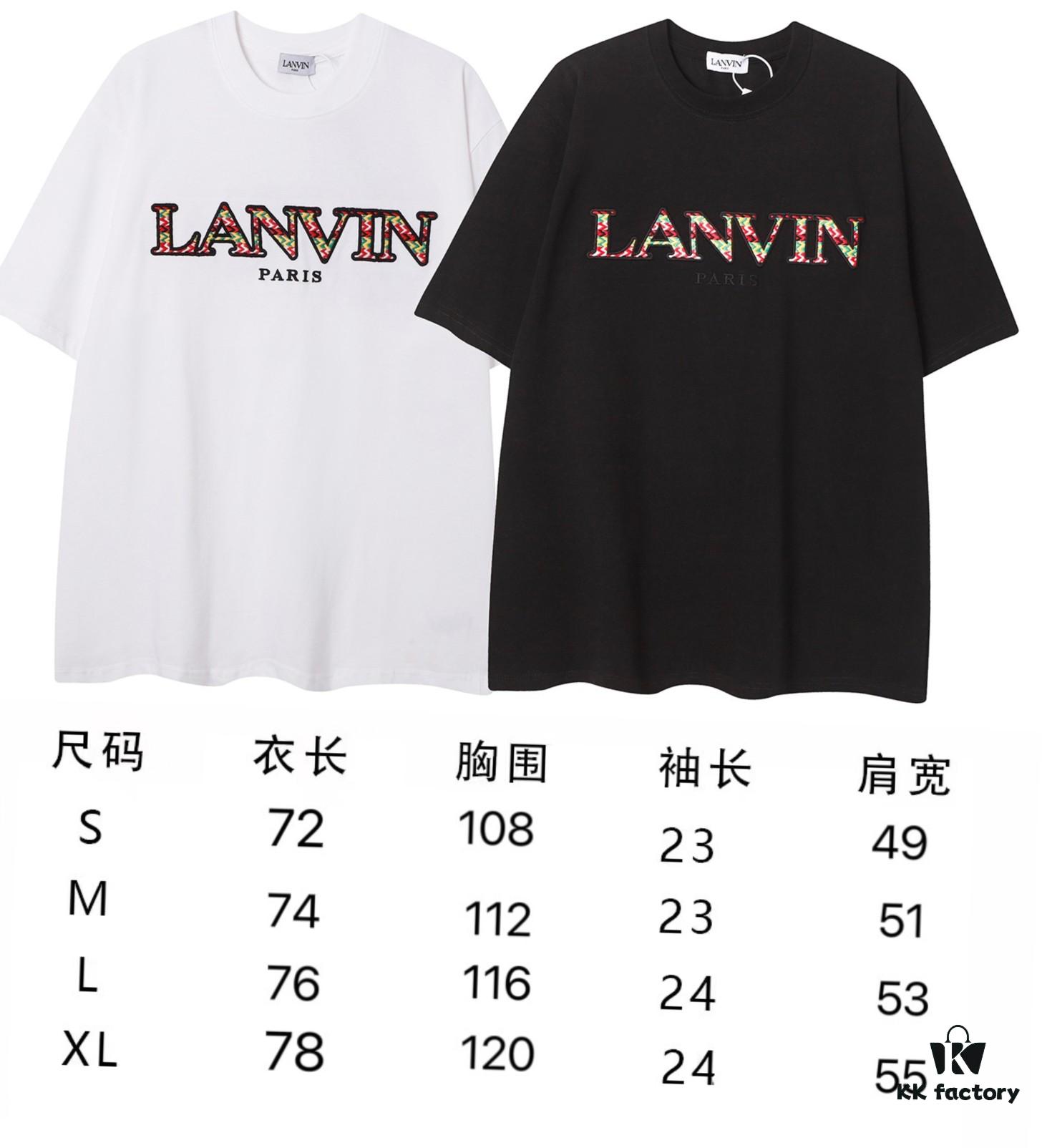 6931a4a1ccd8ab3d7af98ecf LANVIN New Arrival Simple Heavy Embroidery Logo T-Shirt (Same as Cheng Yi's Style), Unisex, Custom Woven Fabric, Ribbed Collar Resistant to Deformation