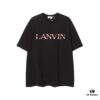 6931a4a1ccd8ab3d7af98ed4 LANVIN New Arrival Simple Heavy Embroidery Logo T-Shirt (Same as Cheng Yi's Style), Unisex, Custom Woven Fabric, Ribbed Collar Resistant to Deformation
