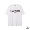 6931a4a1ccd8ab3d7af98ed5 LANVIN New Arrival Simple Heavy Embroidery Logo T-Shirt (Same as Cheng Yi's Style), Unisex, Custom Woven Fabric, Ribbed Collar Resistant to Deformation