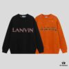6931a4a1ccd8ab3d7af98ed7 LF20 Lanvin Oversized Round Neck Sweater, Unisex Couple's Style, Trendy Pullover for Men and Women, Orange and Black, Size S to XL