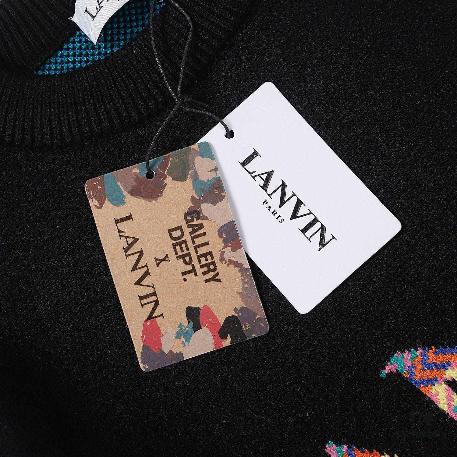 6931a4a2ccd8ab3d7af98eda LF20 Lanvin Oversized Round Neck Sweater, Unisex Couple's Style, Trendy Pullover for Men and Women, Orange and Black, Size S to XL