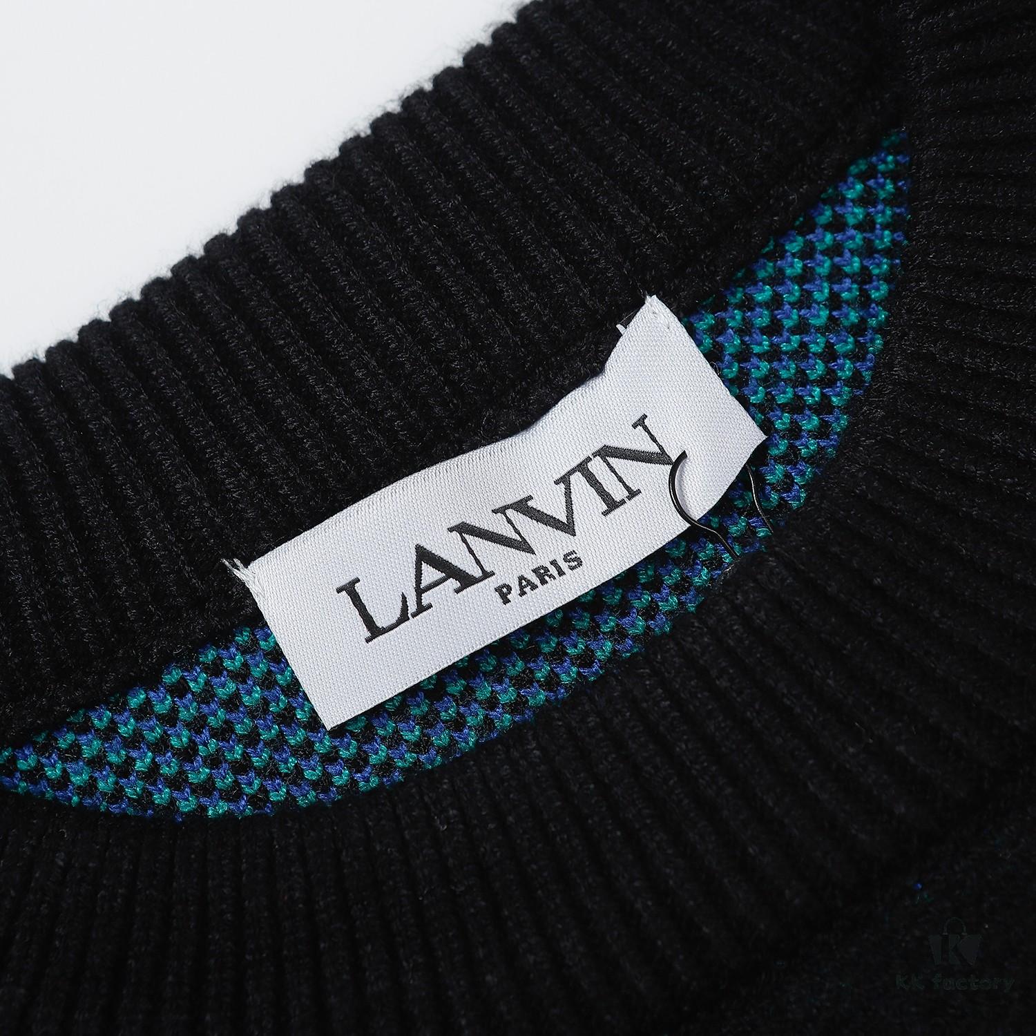 6931a4a2ccd8ab3d7af98edb LF20 Lanvin Oversized Round Neck Sweater, Unisex Couple's Style, Trendy Pullover for Men and Women, Orange and Black, Size S to XL