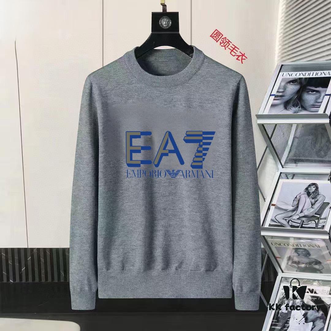 6931a4a5ccd8ab3d7af98f1f ARMANI Men's Autumn-Winter Classic Round-Neck Wool Pullover Sweater, 2025 New Arrival, Premium Wool Blend, Slim Fit, Timeless Design with Contrasting Logo