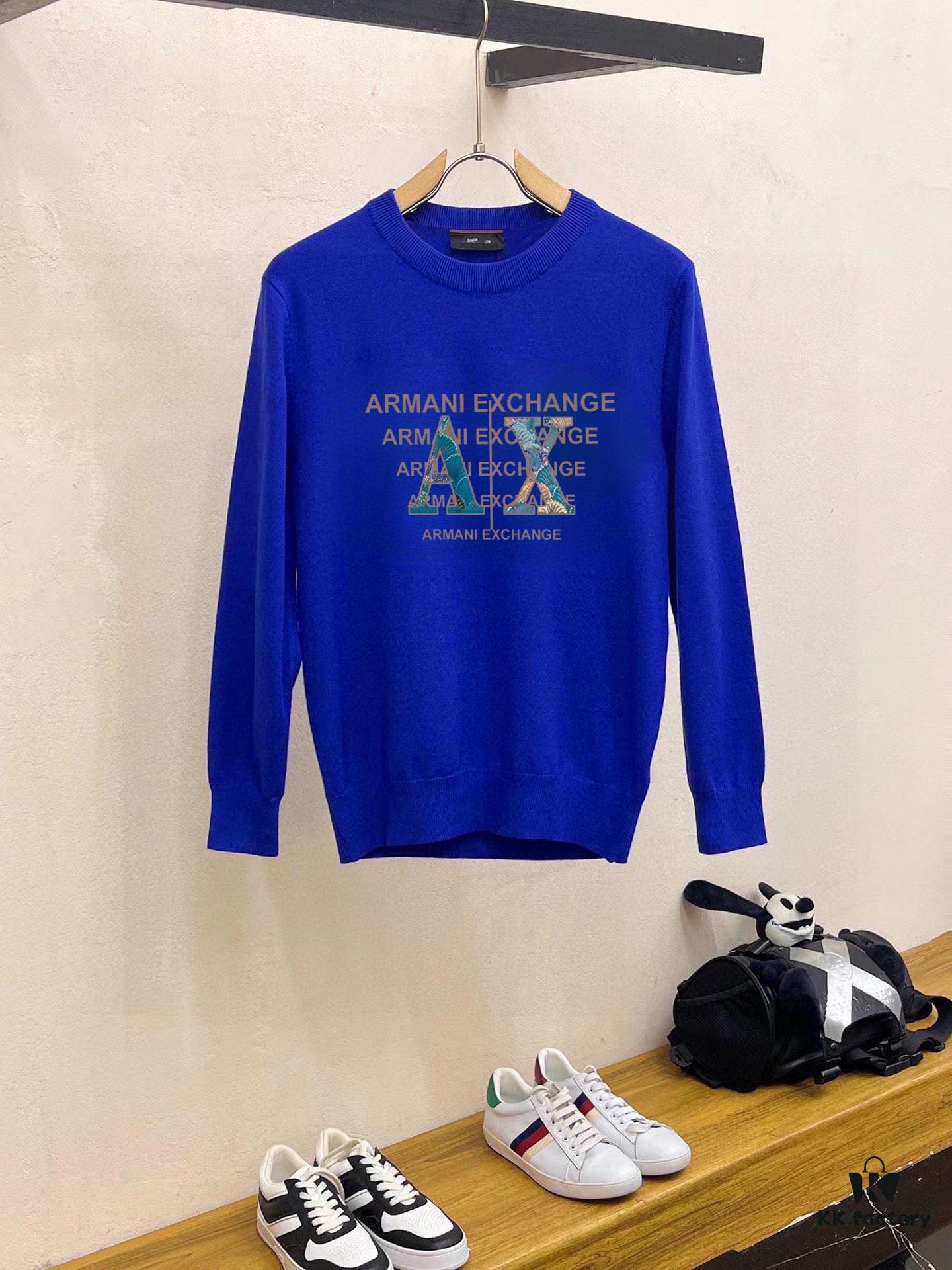 6931a4aaccd8ab3d7af98f66 ARMANI Men's Autumn-Winter Classic Round-Neck Wool Pullover Sweater, 2025 New Arrival, Slim-Fit Premium Wool Blend Knitwear with Contrasting Logo, Timeless and Versatile Design