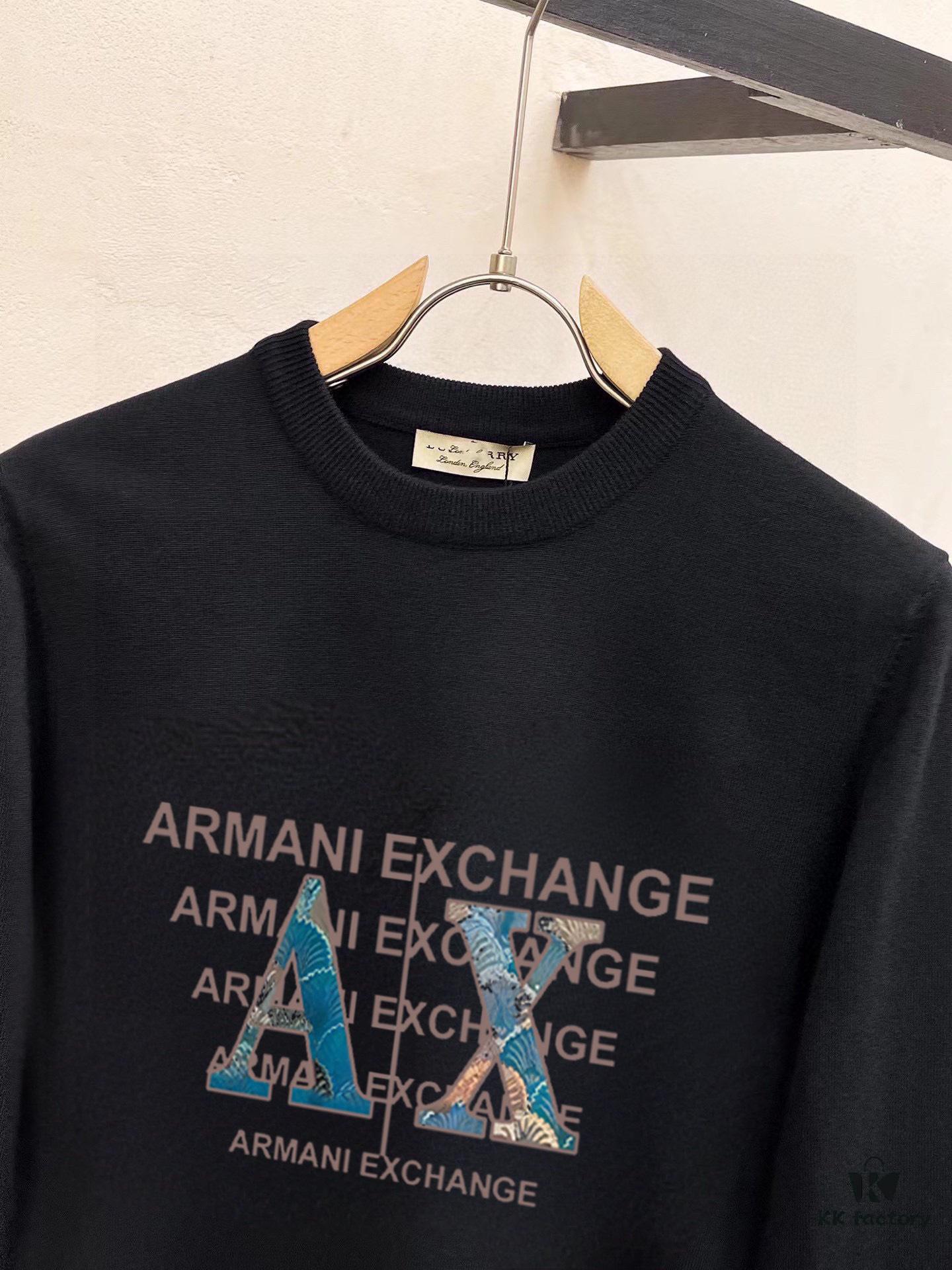 6931a4aaccd8ab3d7af98f6b ARMANI Men's Autumn-Winter Classic Round-Neck Wool Pullover Sweater, 2025 New Arrival, Slim-Fit Premium Wool Blend Knitwear with Contrasting Logo, Timeless and Versatile Design