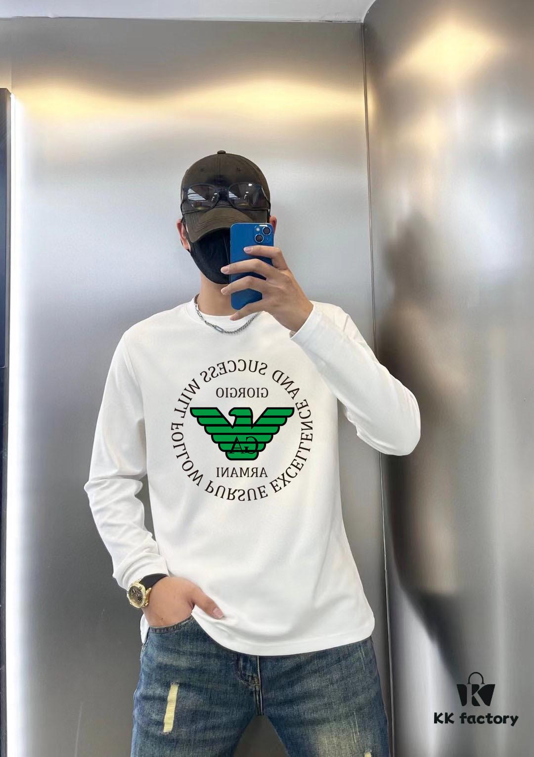 6931a4acccd8ab3d7af98f89 Armani 2024 Spring Collection Premium Original Quality Fashion 230g Casual Long-Sleeve Base Layer T-Shirt