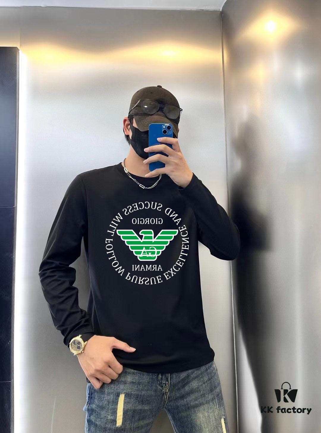 6931a4acccd8ab3d7af98f8a Armani 2024 Spring Collection Premium Original Quality Fashion 230g Casual Long-Sleeve Base Layer T-Shirt