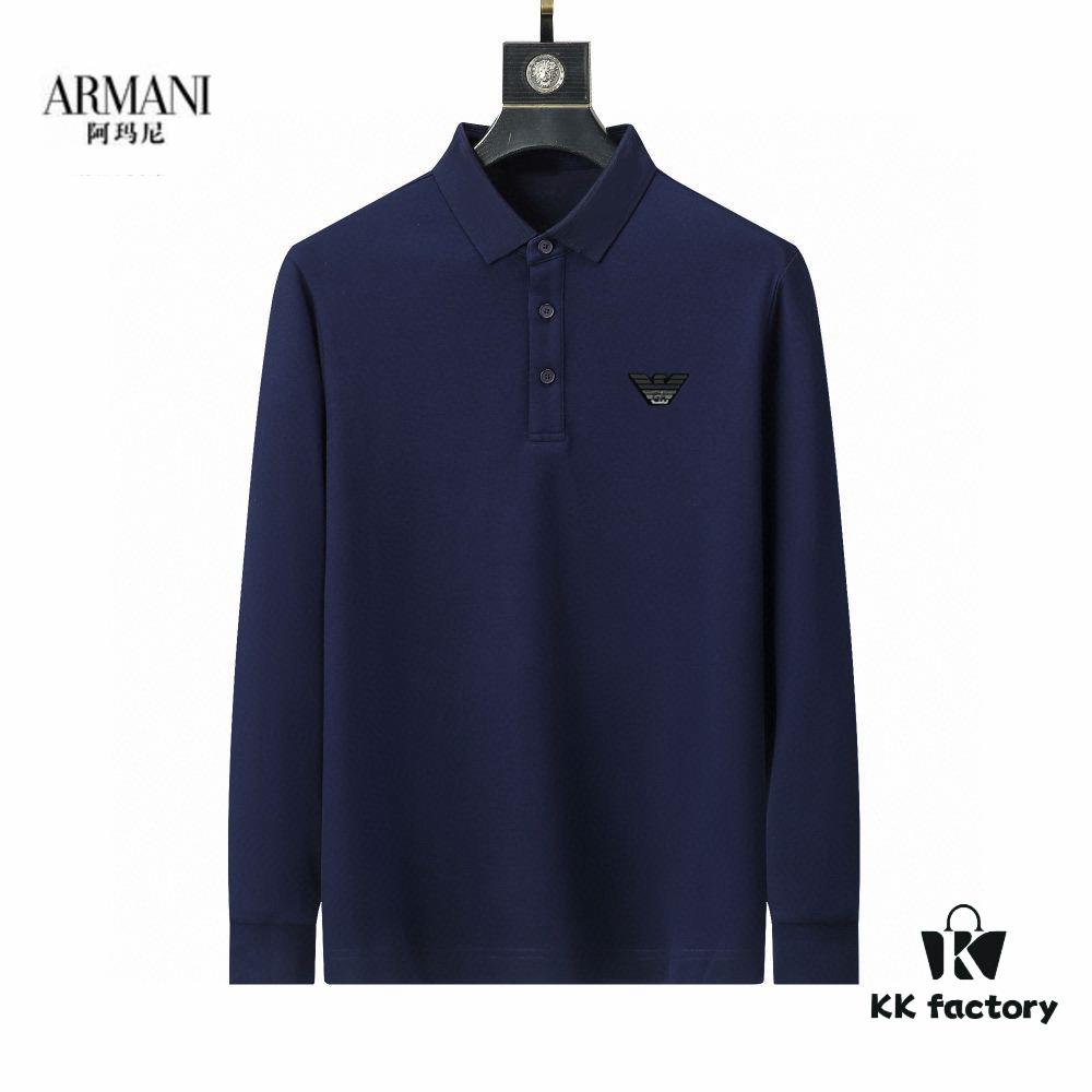6931a4b3ccd8ab3d7af98ffd Armani Hot New Custom Notched Collar Long Sleeve Polo Shirt