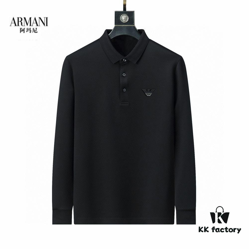 6931a4b3ccd8ab3d7af98ffe Armani Hot New Custom Notched Collar Long Sleeve Polo Shirt