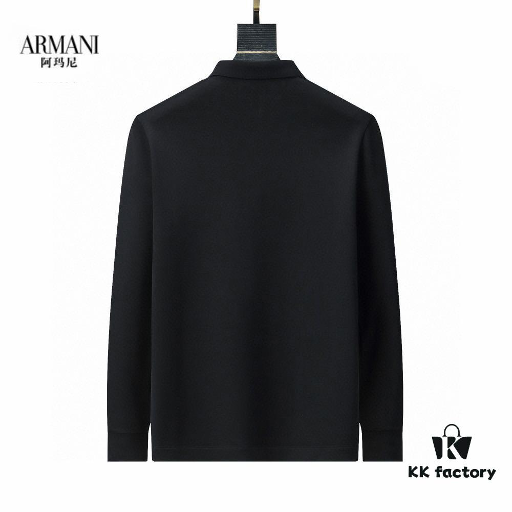 6931a4b3ccd8ab3d7af98fff Armani Hot New Custom Notched Collar Long Sleeve Polo Shirt