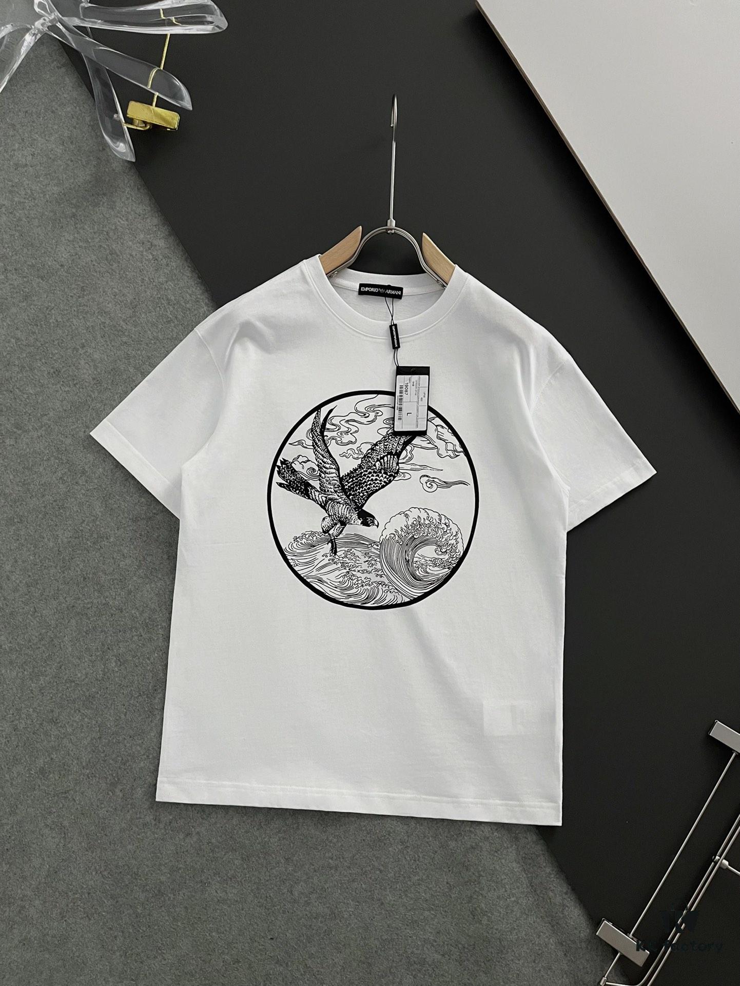 ARMANI 2025 Latest Print Short Sleeve T-Shirt, High-Quality Cabinet Original Order, Top-Tier Craftsmanship with Imported Fabric