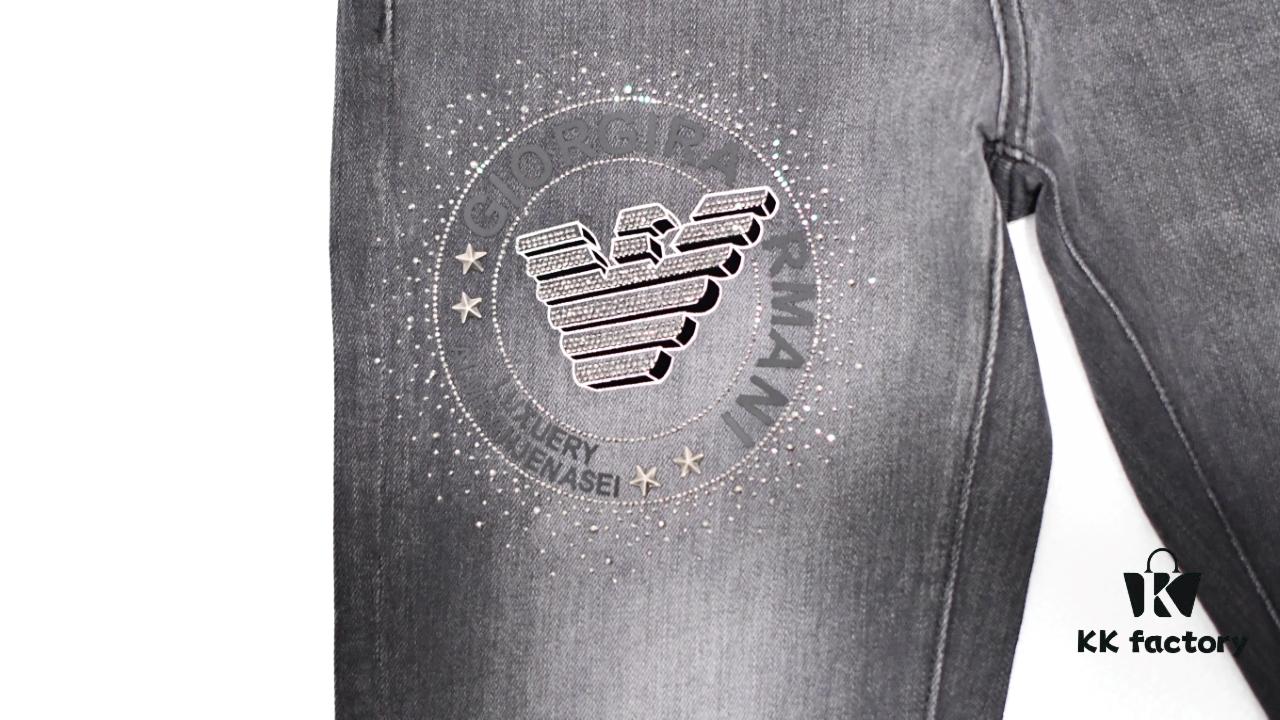 6931a4bfccd8ab3d7af990df Armani Rhinestone Embellished Jeans