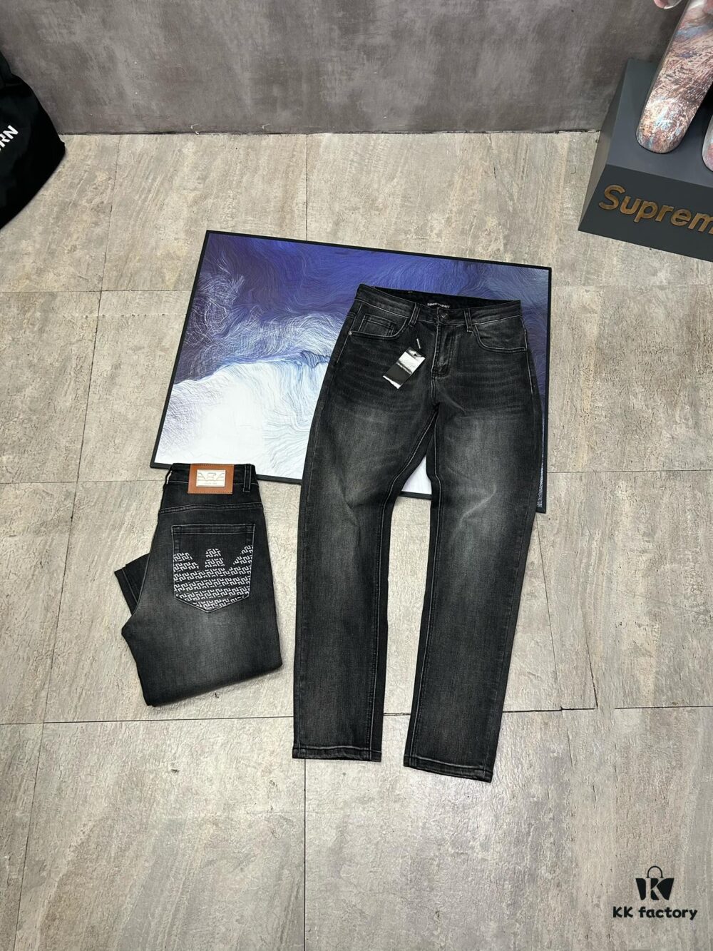 6931a4c1ccd8ab3d7af990fe Armani New Arrival 2024 Luxury Casual Business Denim Jeans Solid Color Slim Fit Jeans