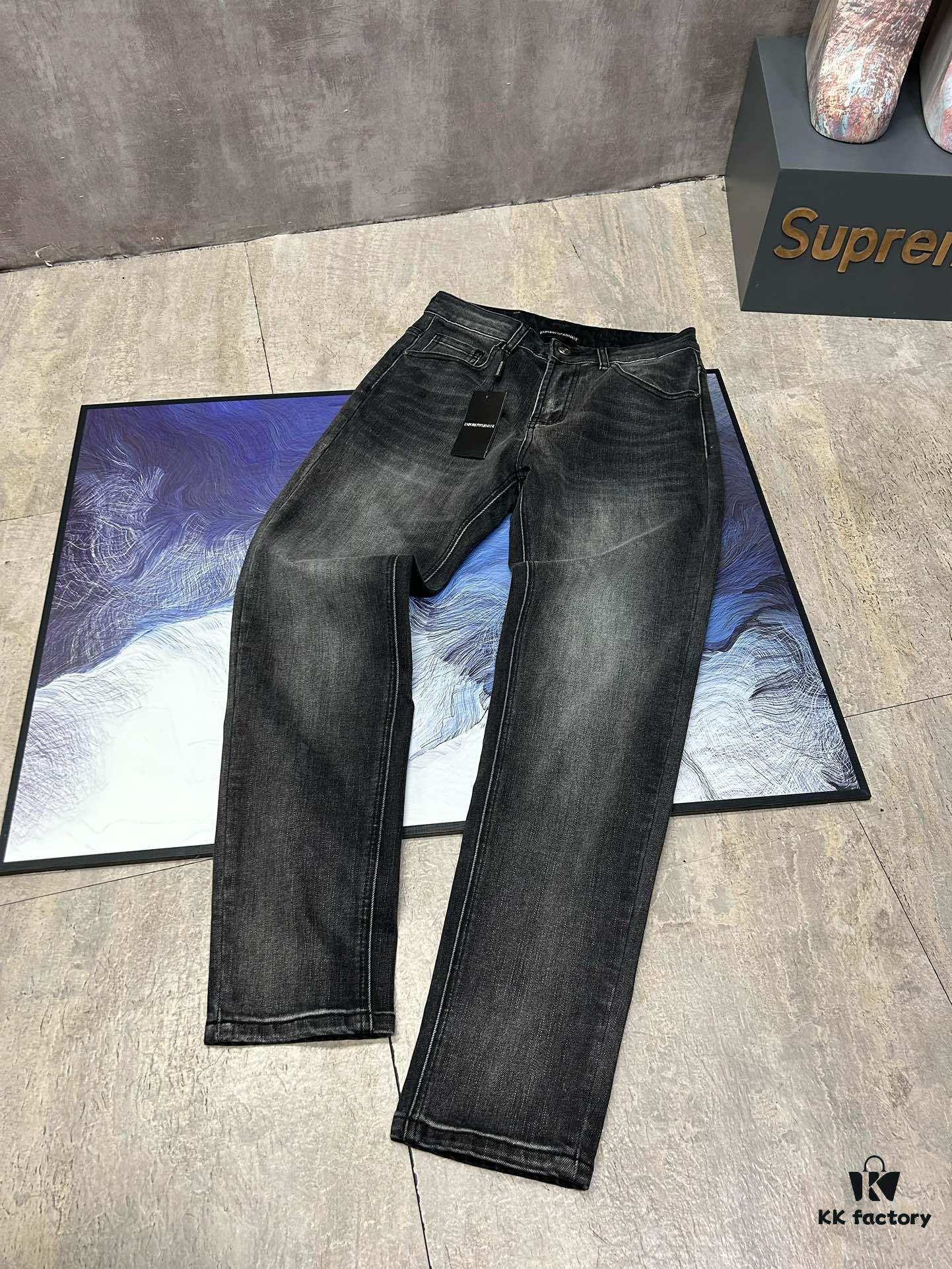 6931a4c1ccd8ab3d7af99100 Armani New Arrival 2024 Luxury Casual Business Denim Jeans Solid Color Slim Fit Jeans