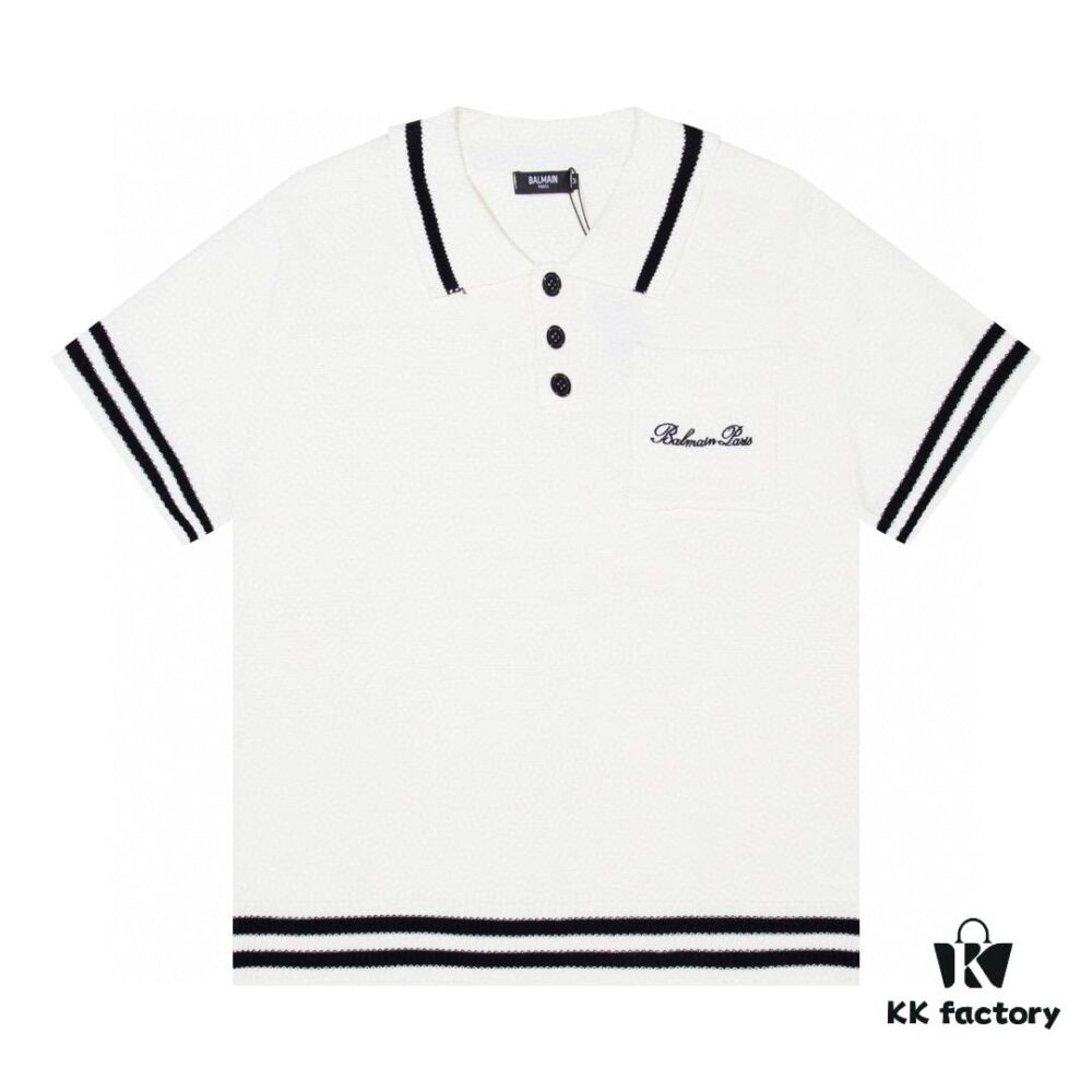 6931a4d2ccd8ab3d7af9920e Balmain BALMAIN 2024 New POLO Short-Sleeve Sweater with Embroidered Logo on Chest Pocket