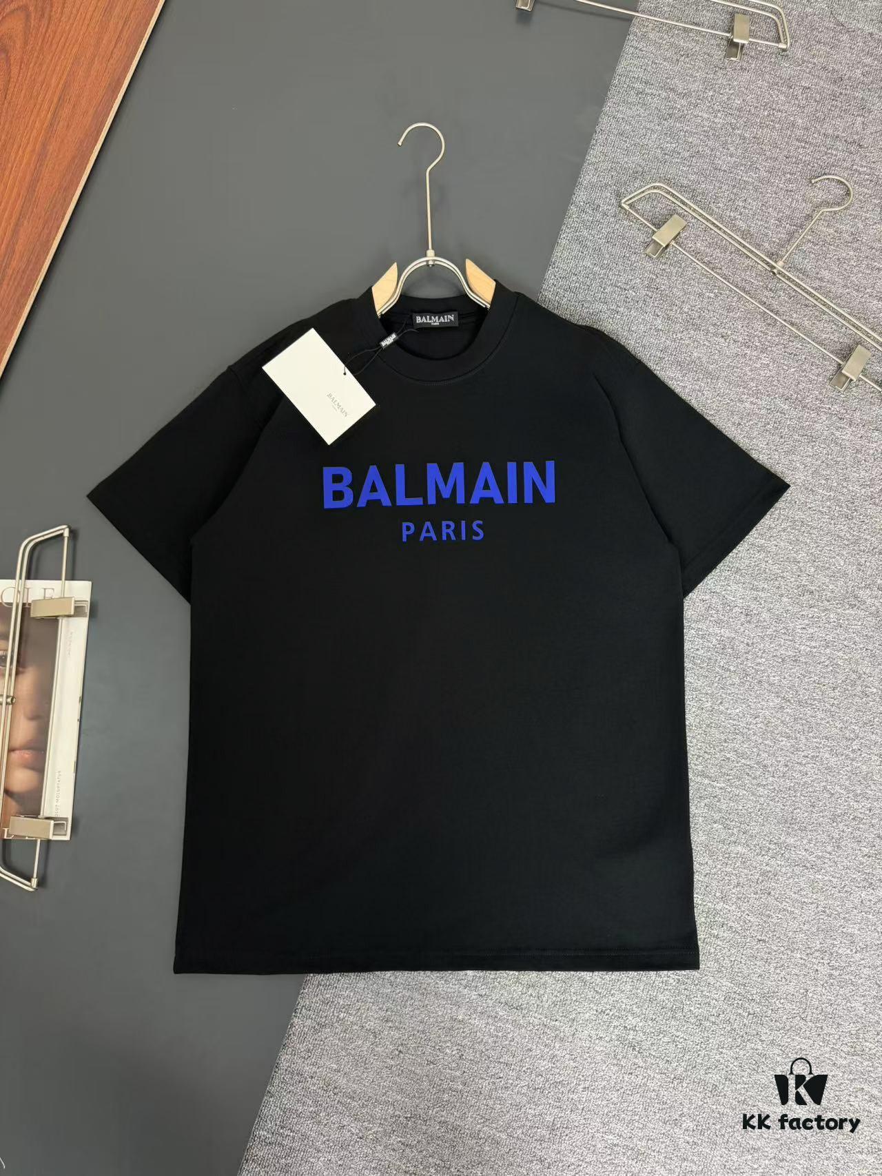 6931a4d4ccd8ab3d7af99238 Balmain* Heavyweight 320g Cotton T-Shirt, Thick and Breathable Loose-Fit Short-Sleeve Crew Neck Tee with Logo Print Design, Spring/Summer New Arrival Fashion Casual Wear