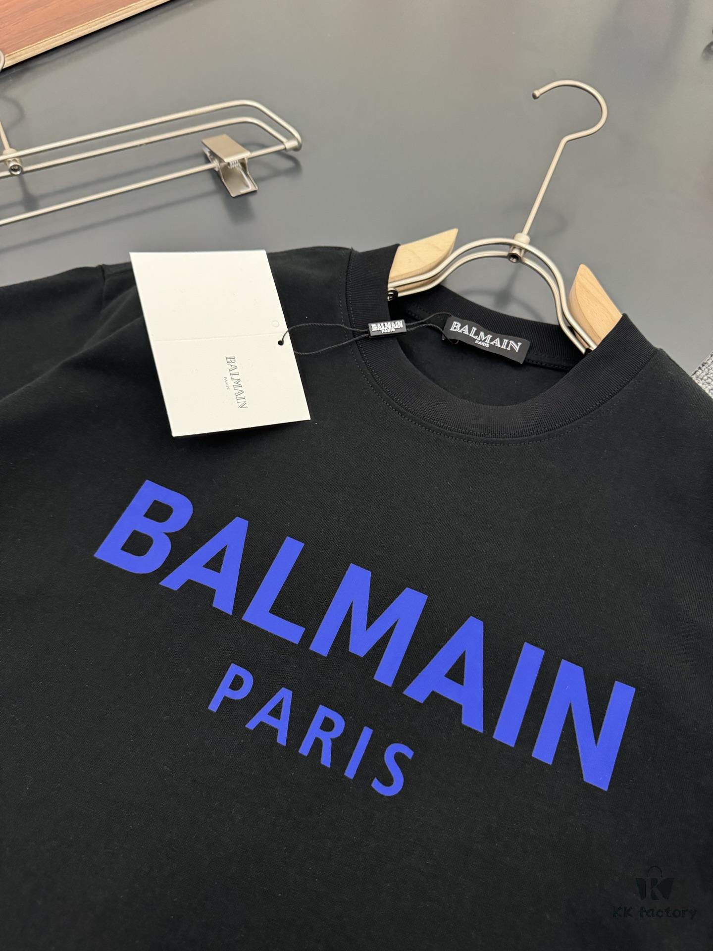 6931a4d4ccd8ab3d7af9923b Balmain* Heavyweight 320g Cotton T-Shirt, Thick and Breathable Loose-Fit Short-Sleeve Crew Neck Tee with Logo Print Design, Spring/Summer New Arrival Fashion Casual Wear
