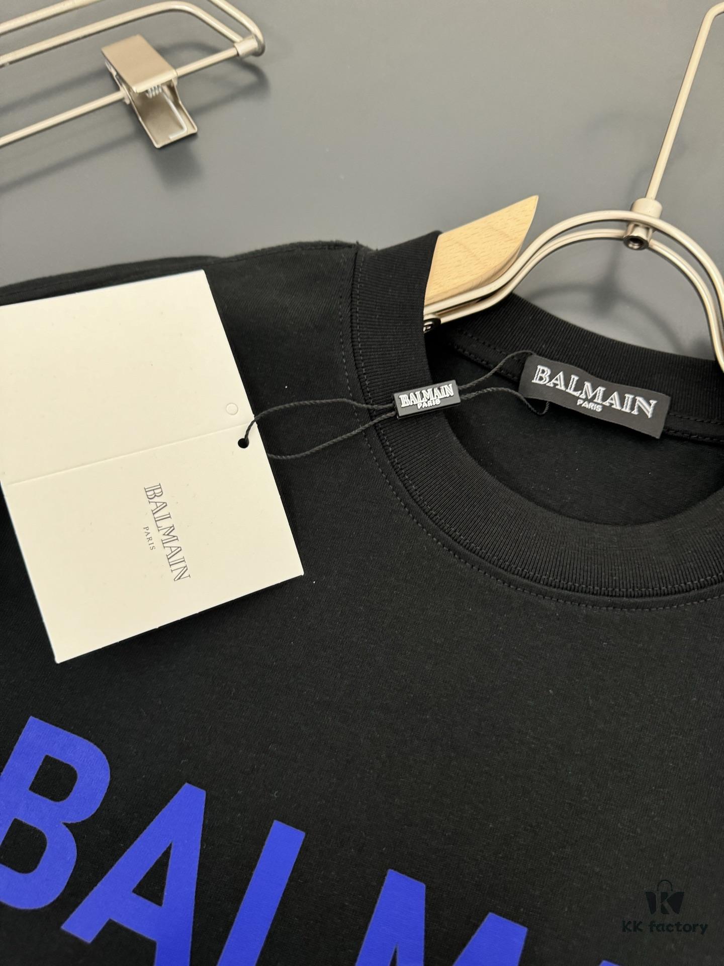 6931a4d4ccd8ab3d7af9923d Balmain* Heavyweight 320g Cotton T-Shirt, Thick and Breathable Loose-Fit Short-Sleeve Crew Neck Tee with Logo Print Design, Spring/Summer New Arrival Fashion Casual Wear
