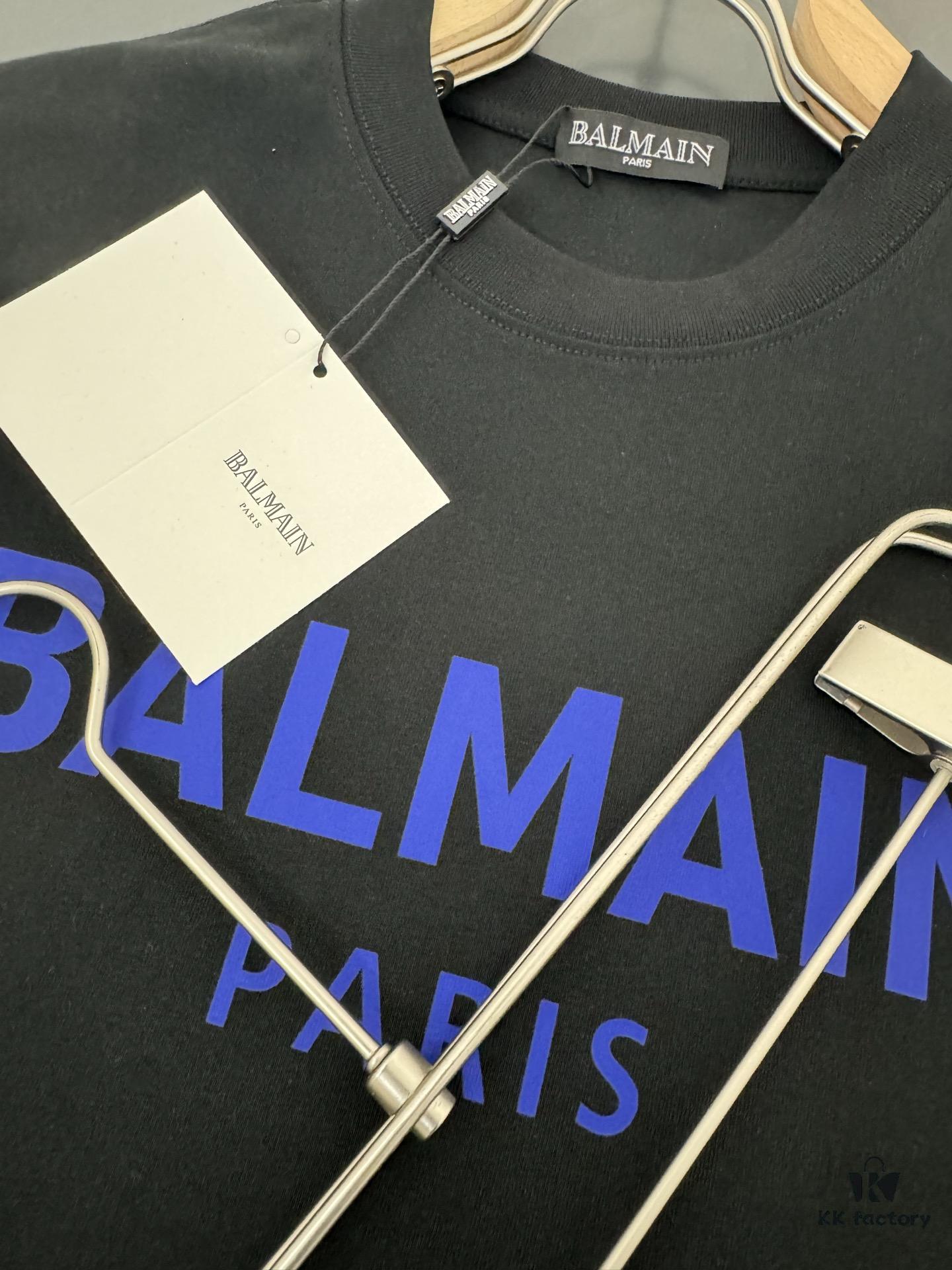 6931a4d4ccd8ab3d7af9923e Balmain* Heavyweight 320g Cotton T-Shirt, Thick and Breathable Loose-Fit Short-Sleeve Crew Neck Tee with Logo Print Design, Spring/Summer New Arrival Fashion Casual Wear