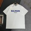 Balmain* 320g Heavyweight Cotton T-Shirt, Thick and Breathable Loose-Fit Short-Sleeve Crew Neck Tee, Fashionable Spring and Summer New Arrival with Printed Logo Design