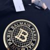 6931a4d5ccd8ab3d7af9924c Balmain Heavyweight 320g Cotton T-Shirt, Thick and Breathable Loose-Fit Short-Sleeve Crew Neck Tee, New Spring-Summer Fashion with Gold Foil Logo Print
