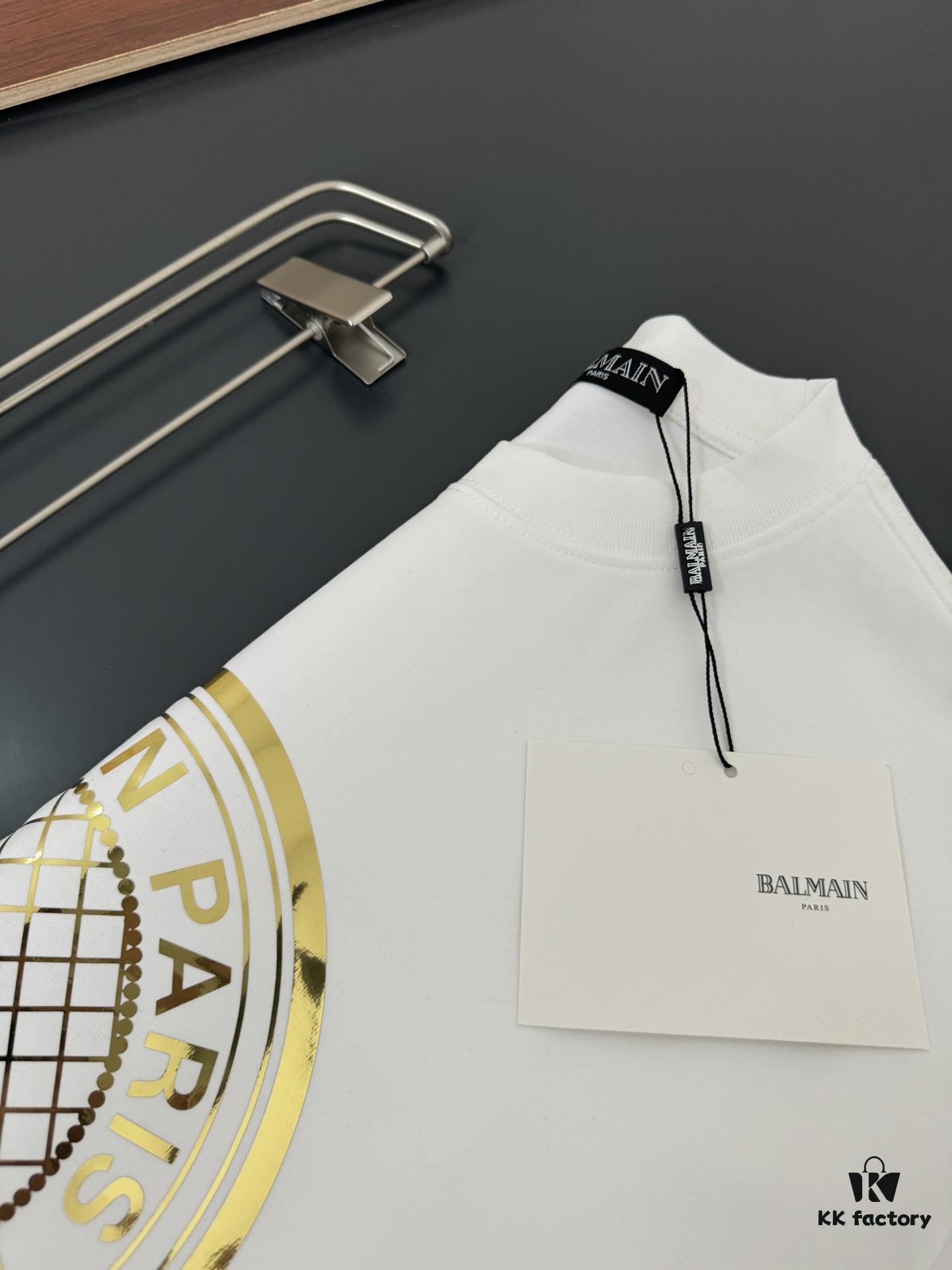6931a4d5ccd8ab3d7af99253 Balmain* 320g Heavyweight Cotton T-Shirt, Thick and Breathable, Loose Fit, Foil Print Logo Design, Spring/Summer New Round Neck Fashion Short Sleeve T-Shirt, Comfortable Against Skin, Stylish and Wearable, Original Craftsmanship, Casual Versatile Essential