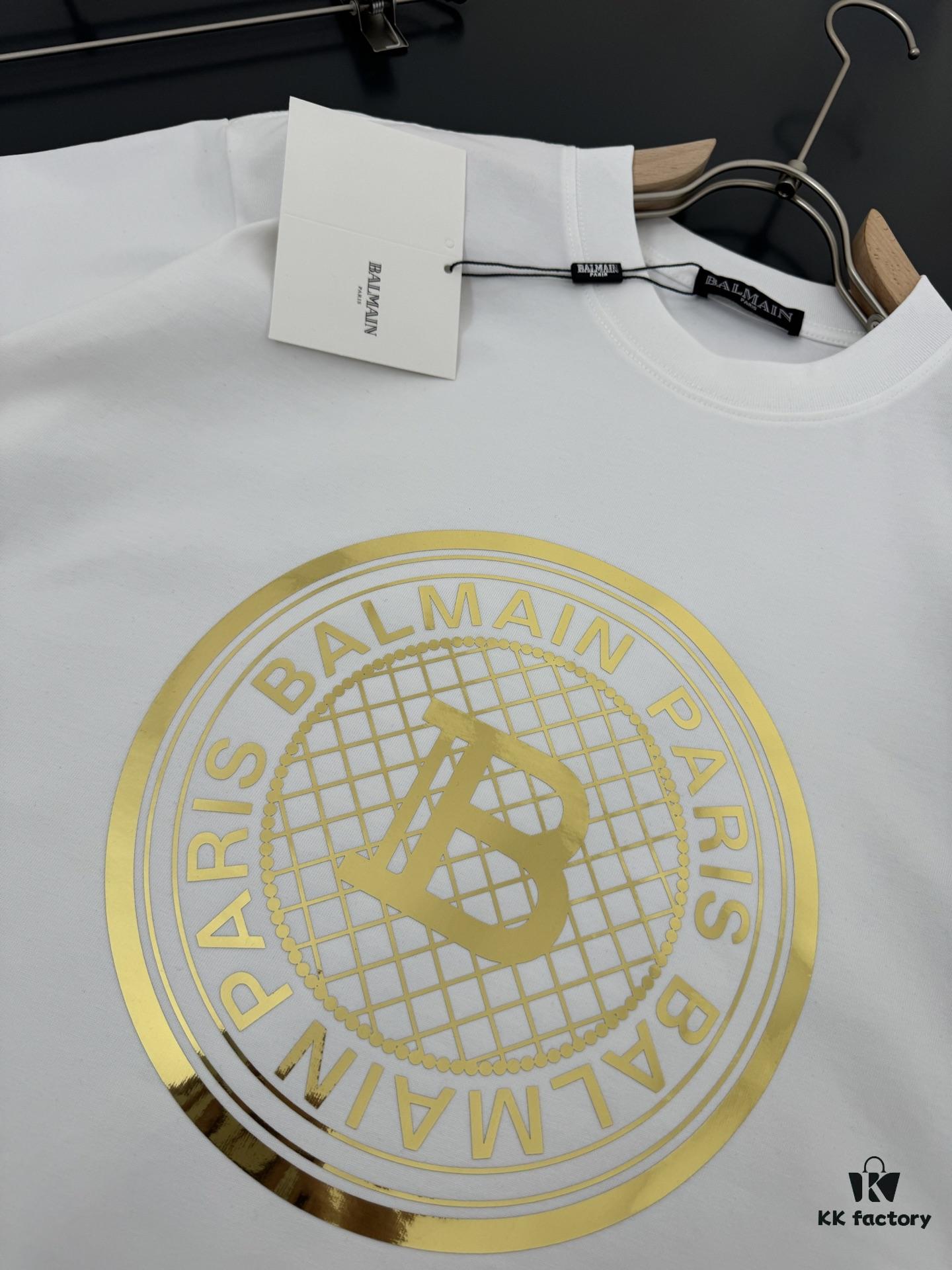 6931a4d6ccd8ab3d7af99255 Balmain* 320g Heavyweight Cotton T-Shirt, Thick and Breathable, Loose Fit, Foil Print Logo Design, Spring/Summer New Round Neck Fashion Short Sleeve T-Shirt, Comfortable Against Skin, Stylish and Wearable, Original Craftsmanship, Casual Versatile Essential