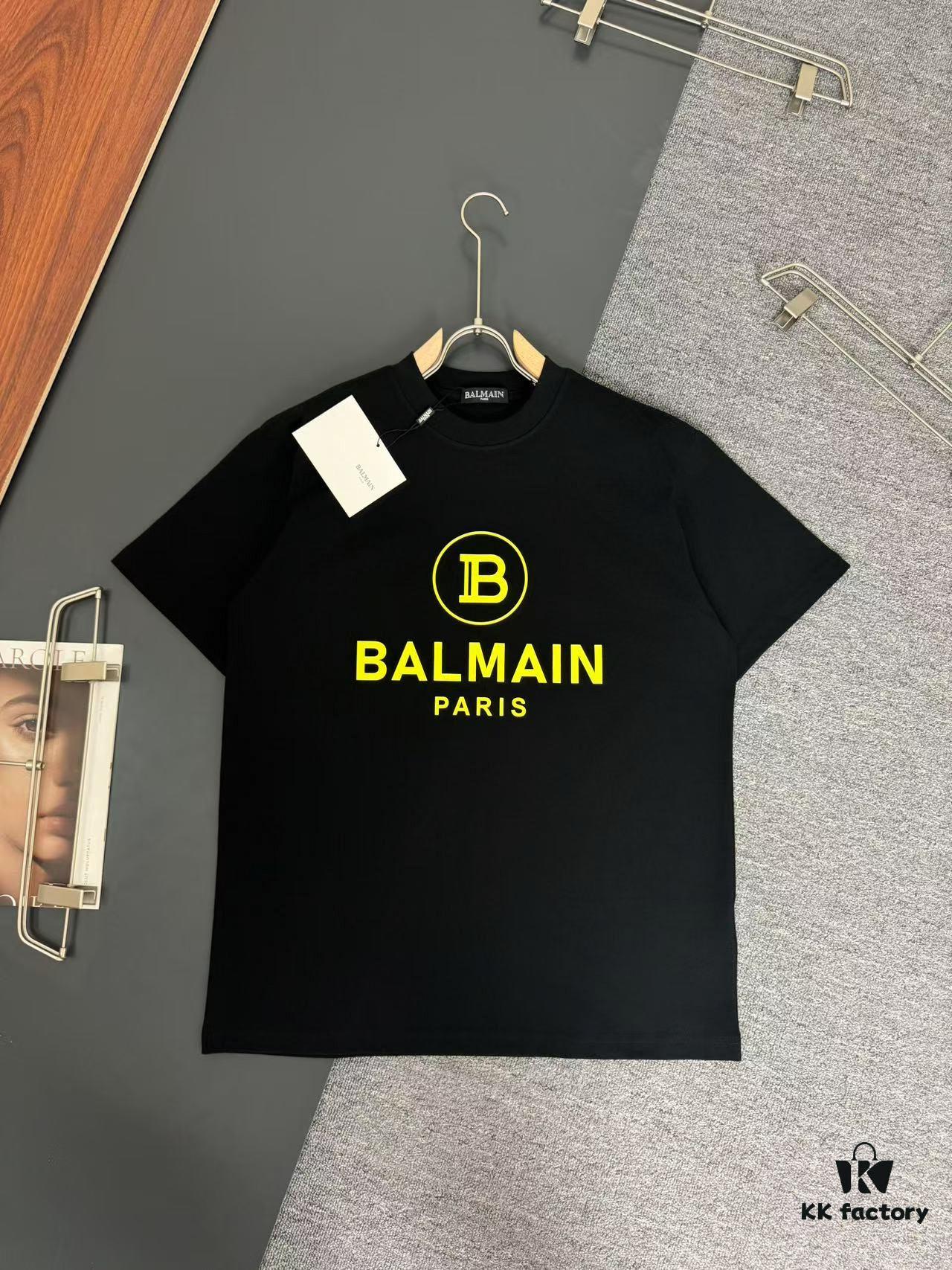 6931a4d6ccd8ab3d7af9925b Balmain Heavyweight 320g Cotton T-Shirt with Logo Print, Breathable and Comfortable Loose-Fit Short-Sleeve Crew Neck Tee for Spring and Summer