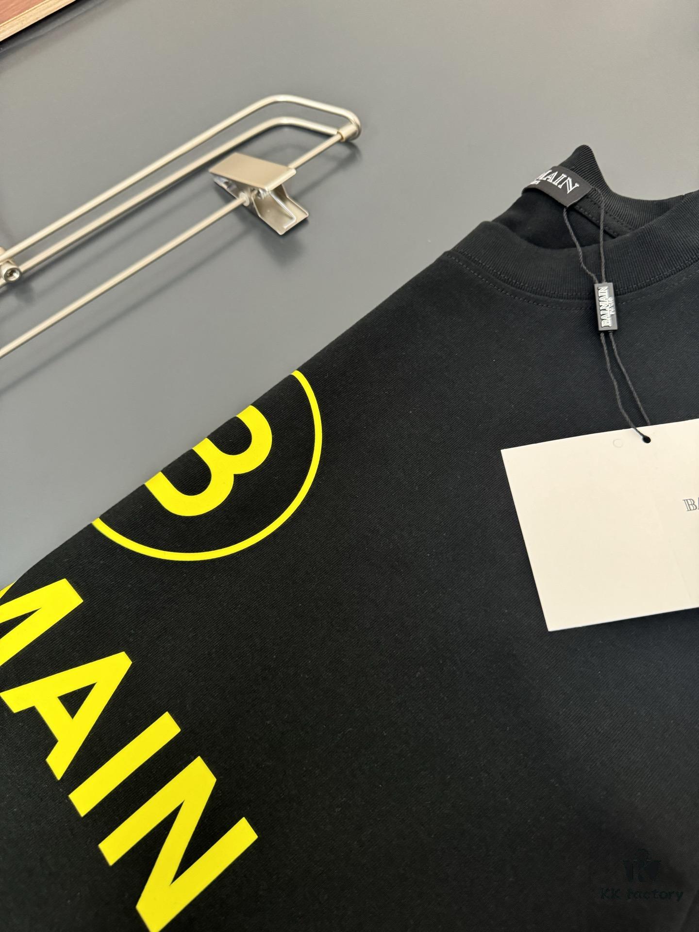 6931a4d6ccd8ab3d7af9925c Balmain Heavyweight 320g Cotton T-Shirt with Logo Print, Breathable and Comfortable Loose-Fit Short-Sleeve Crew Neck Tee for Spring and Summer
