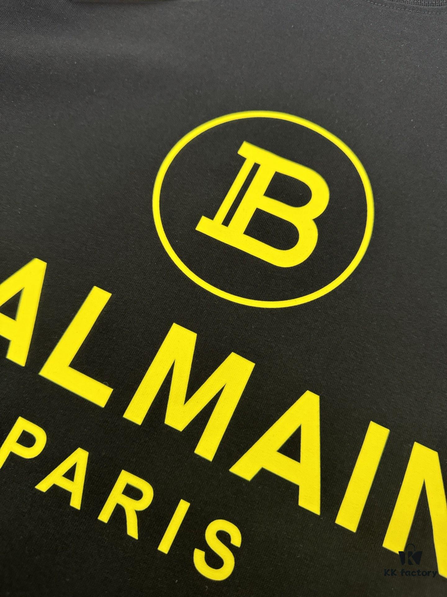6931a4d6ccd8ab3d7af9925f Balmain Heavyweight 320g Cotton T-Shirt with Logo Print, Breathable and Comfortable Loose-Fit Short-Sleeve Crew Neck Tee for Spring and Summer