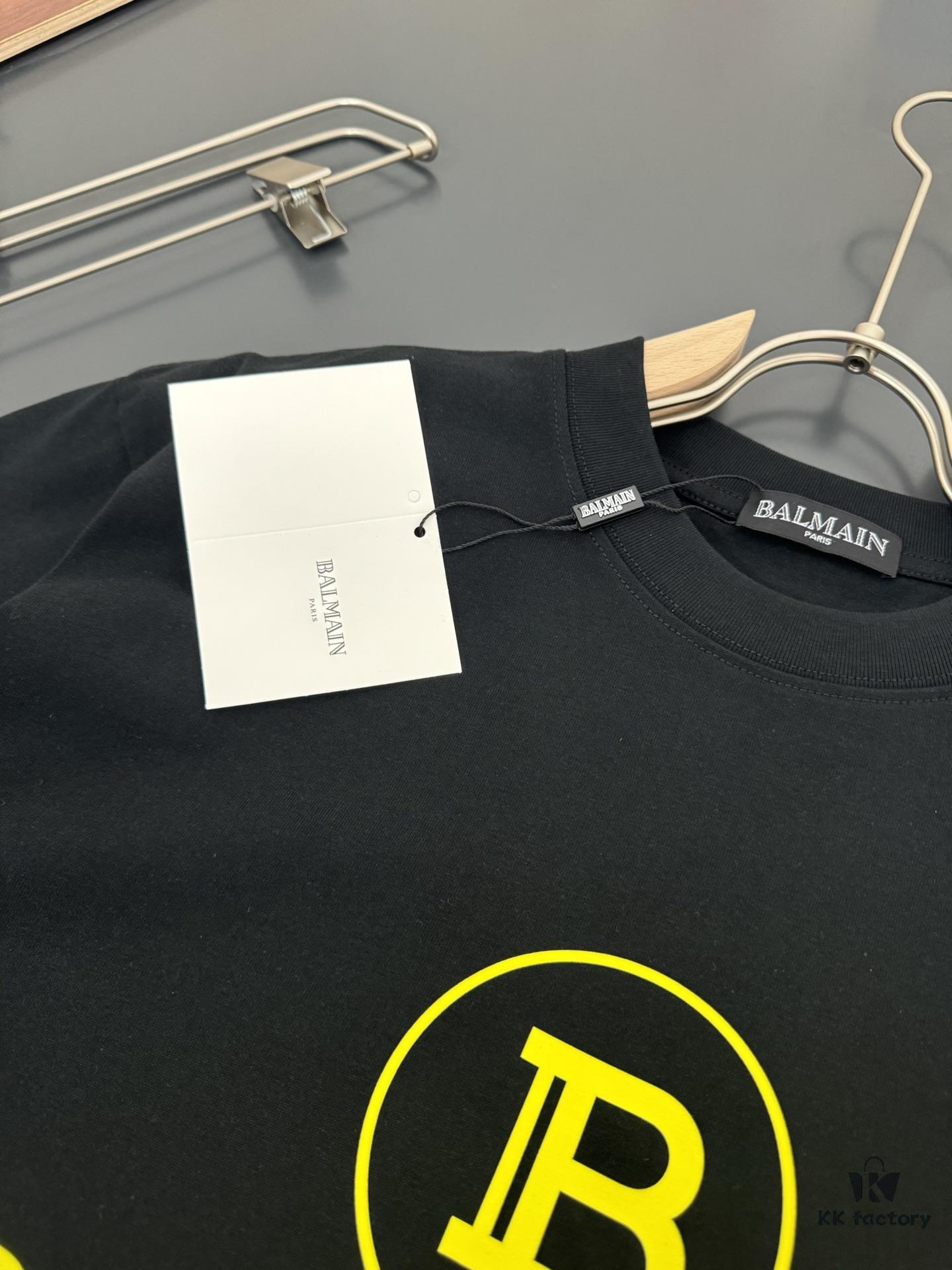 6931a4d6ccd8ab3d7af99261 Balmain Heavyweight 320g Cotton T-Shirt with Logo Print, Breathable and Comfortable Loose-Fit Short-Sleeve Crew Neck Tee for Spring and Summer
