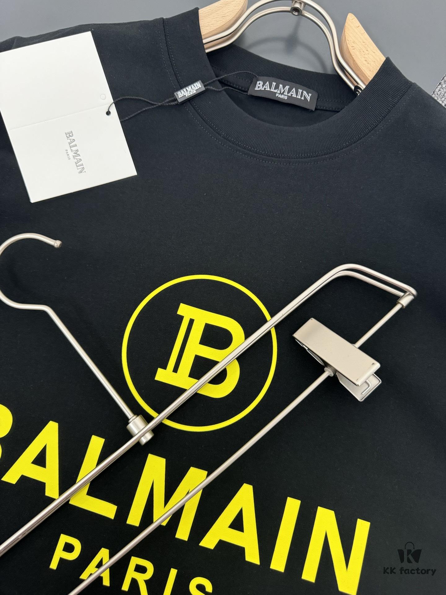6931a4d6ccd8ab3d7af99263 Balmain Heavyweight 320g Cotton T-Shirt with Logo Print, Breathable and Comfortable Loose-Fit Short-Sleeve Crew Neck Tee for Spring and Summer