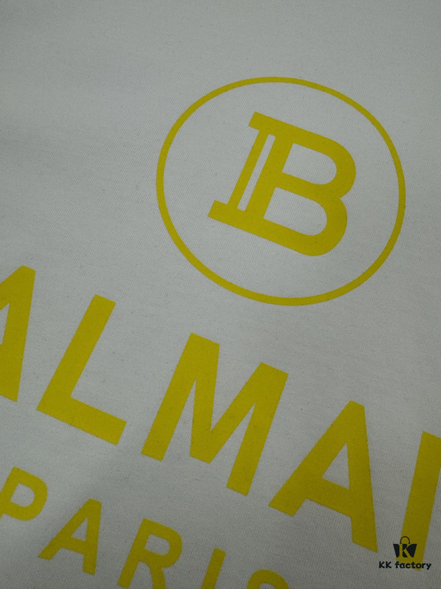 6931a4d7ccd8ab3d7af99267 Balmain Heavyweight 320g Cotton T-Shirt with Logo Print, Breathable Loose-Fit Short-Sleeve Crew Neck Tee for Spring and Summer